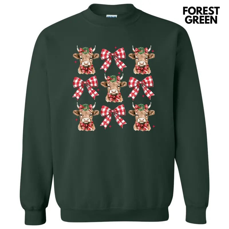 Christmas Cow Coquette Collage Sweatshirt 'NLB' T-Shirts, Hoodie | WearSparks.com