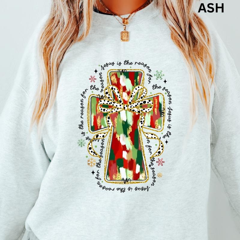 Christmas Cross Crewneck, Christmas Winter Sweatshirt, Merry Christmas Sweatshirt, Christmas Sweatshirt, Winter Season...