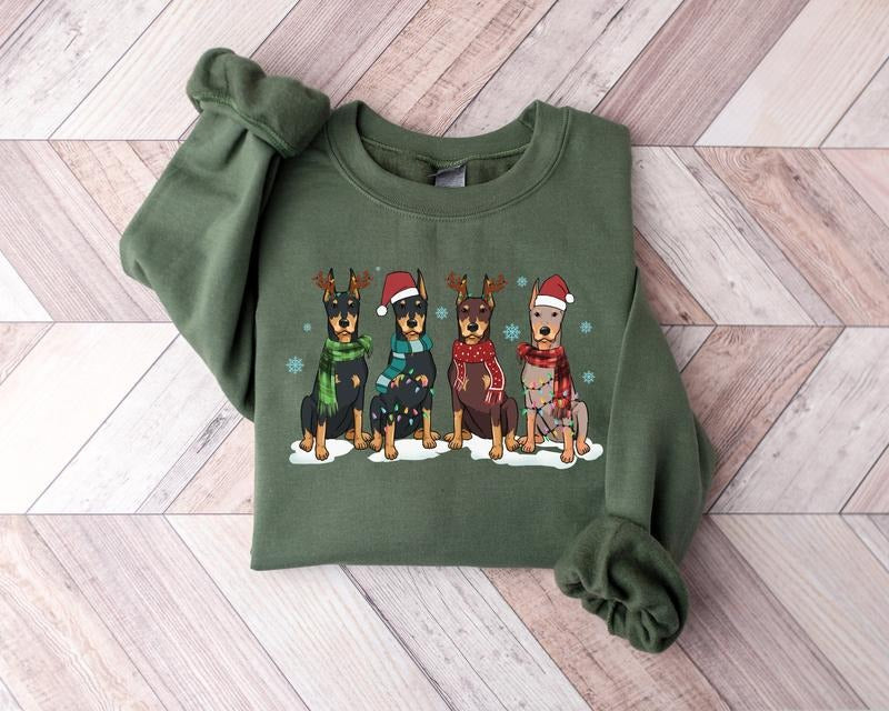 Christmas Doberman Sweatshirt, Christmas Dog Shirt, Doberman Shirt, Doberman Mom Shirt, Doberman Lover Shirt,Dog Lover...