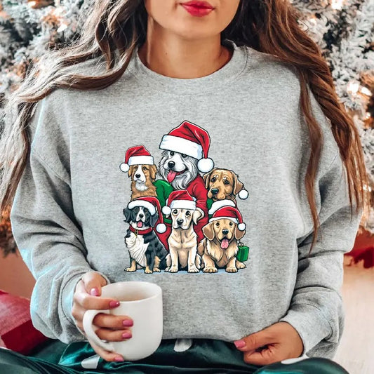 Christmas Dog Sweatshirt, Dog Lover Hoodie, Dog Gift Sweater For Mom, Pet Holiday Sweater, Funny Puppies Long Sleeve....