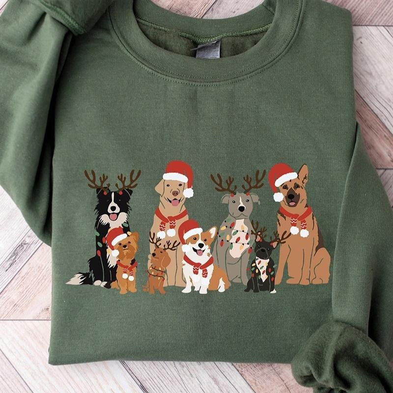 Christmas Dogs Crewneck Sweatshirt, Hoodie, T-shirt, Cute Christmas Gifts | WearSparks.com