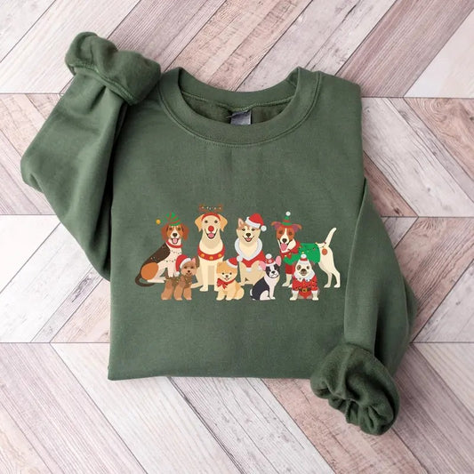 Christmas Dogs Sweatshirt, Dog Mom Sweater Shirt, Gift for Dog Person, Retro Vintage Holiday Shirt, Dog Lover Owner Mama...