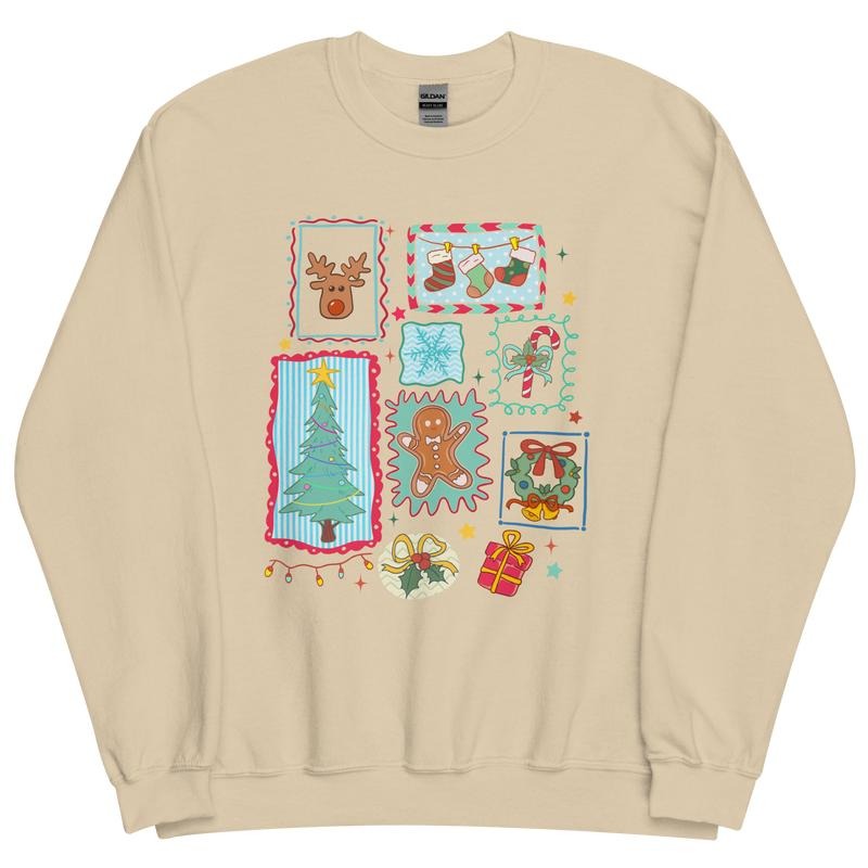 Christmas Doodles Crewneck - Unisex Apparel Relaxed Fit Printed In The USA Clothing Womenswear Casual Comfort Cotton Top...