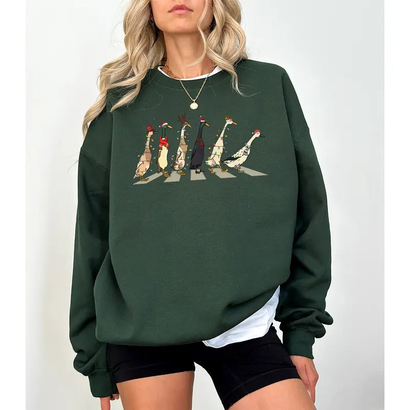 Christmas Ducks Sweatshirt, Duck Christmas Shirt For Women, Funny Animals Christmas Sweatshirt Hoodie | WearSparks.com