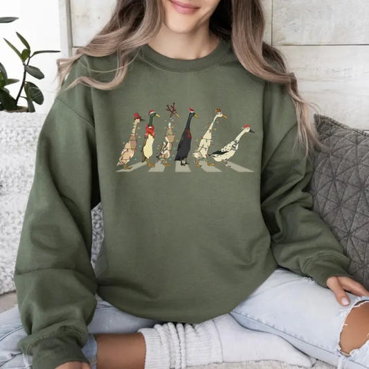 Christmas Ducks Sweatshirt, Duck Christmas Shirt For Women, Funny Animals Crewneck Christmas Sweater, Farm Lover Gift,...