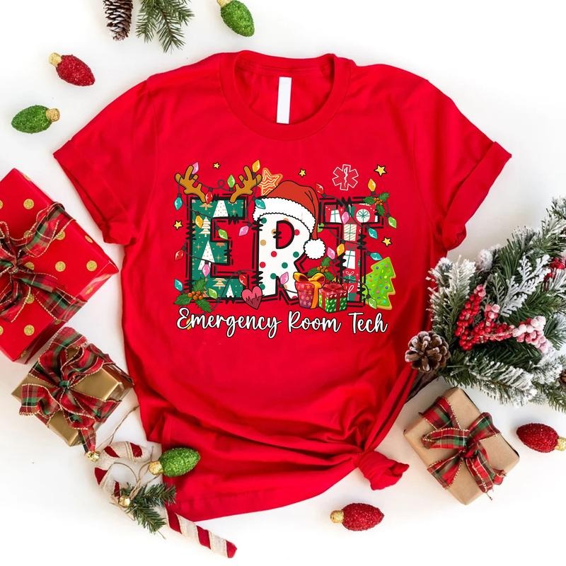 Christmas Emergency Room Tech T-shirt, Christmas ER Nurse Shirt, Emergency Department Tee, ER Crew Shirt Hoodie, Sweatshirt