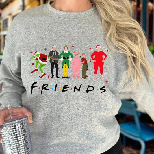 Christmas Friends Sweatshirt, Iconic Christmas Movies Sweater, Cute Christmas Elf Tee Shirt, Friends Christmas T-Shirt,...