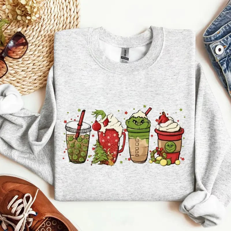 Christmas Funny Coffee lover Sweatshirt, Xmas Crewneck Sweatshirt, Family Sweatshirt, Christmas 2024 T-Shirts, Hoodie