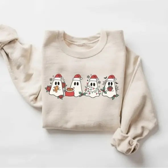 Christmas Ghost Sweater, Cute Christmas Shirt, Ghost Santa Shirt, Christmass Party Tee, Merry Christmas Tee, Xmas Holiday...