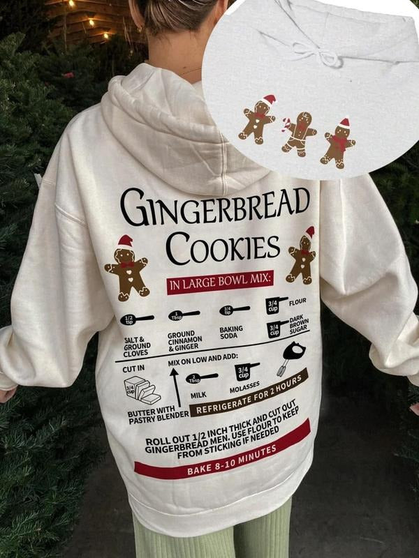 Christmas Gingerbread Cookies Recipe Hoodie, Christmas Cookie Hoodie, Christmas Gift Back Printed Design, Gift for...