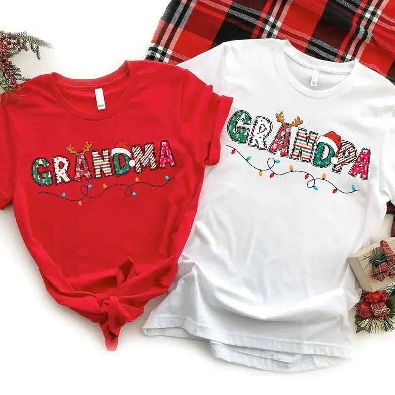 Christmas Grandpa Grandma T-shirt, Gift for Grandma Grandpa, Christmas Family Shirt, Christmas Matching Tee Hoodie,...