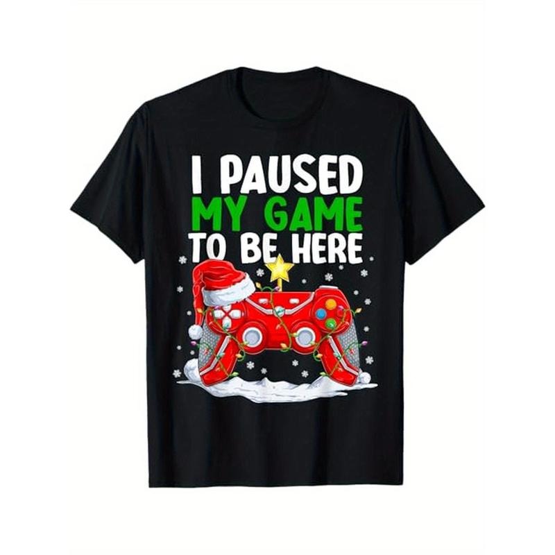 Christmas I Paused My Game To Be Here Funny Gamer Boys T-Shirt, 100% Cotton, Halloween Thanksgiving Christmas Gift for...