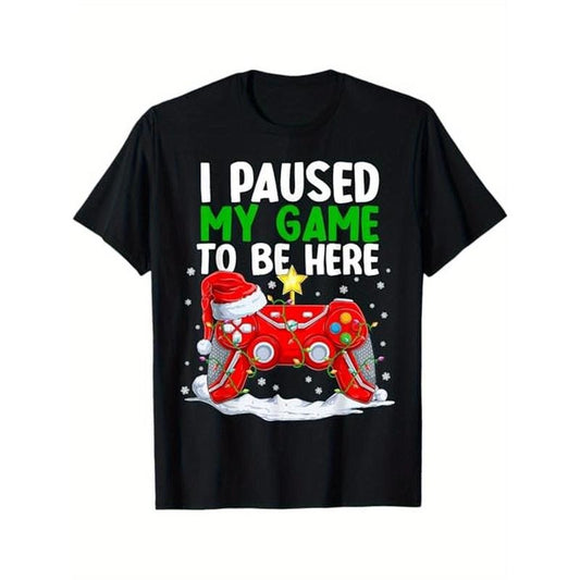 Christmas I Paused My Game To Be Here Funny Gamer Boys T-Shirt, 100% Cotton, Halloween Thanksgiving Christmas Gift for...