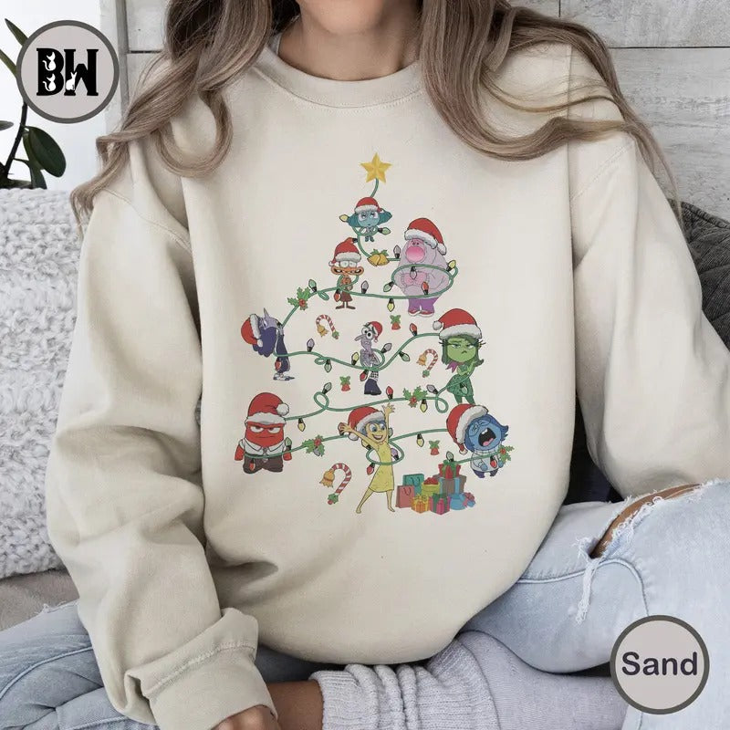 Christmas Inside Out Bundle Sweatshirt, Cartoon Emotions Friends Shirt, Christmas Light Tree Shirt, Mental Health...