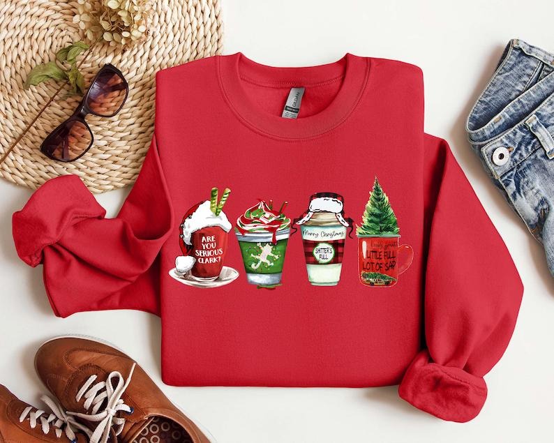 Christmas Latte Sweatshirt, Christmas Coffee Sweatshirt, Christmas Sweatshirt, Coffee Lover Sweatshirt, Latte Sweatshirt,...
