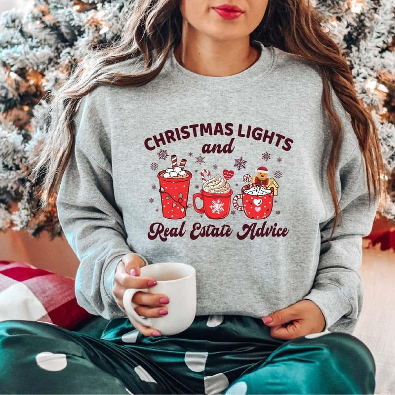 Christmas Light Real Estate Advice Sweatshirt, Christmas Realtor Gift Sweater, Real Estate Xmas Hoodie, Realtor Winter...