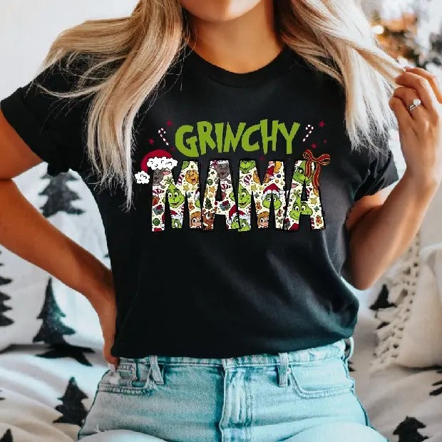 Christmas Mama T-Shirt, Xmas Mama Santa Hat Shirt, Christmas Mama Coquette Tee, Christmas Family Gift Tee, Xmas Vacation...