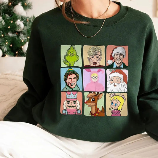 Christmas Movies Sweatshirt, Retro Movies Xmas Tee Shirt, Christmas Family Matching Shirt, 90s Christmas Movies Sweater,...