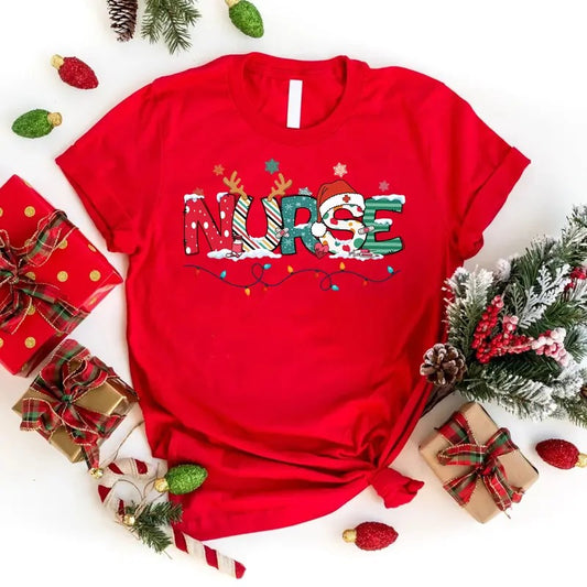 Christmas Nurse T-shirt, Nursing Christmas Shirt, Nurse Holiday Tee, Christmas Gift for Nurse, Nursing School Shirt...