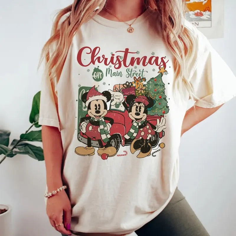 Christmas On Main Street Tshirt sweatshirt, Mouse Very Merry Christmas Party 2024 Shirt Christmas Trip Hoodie