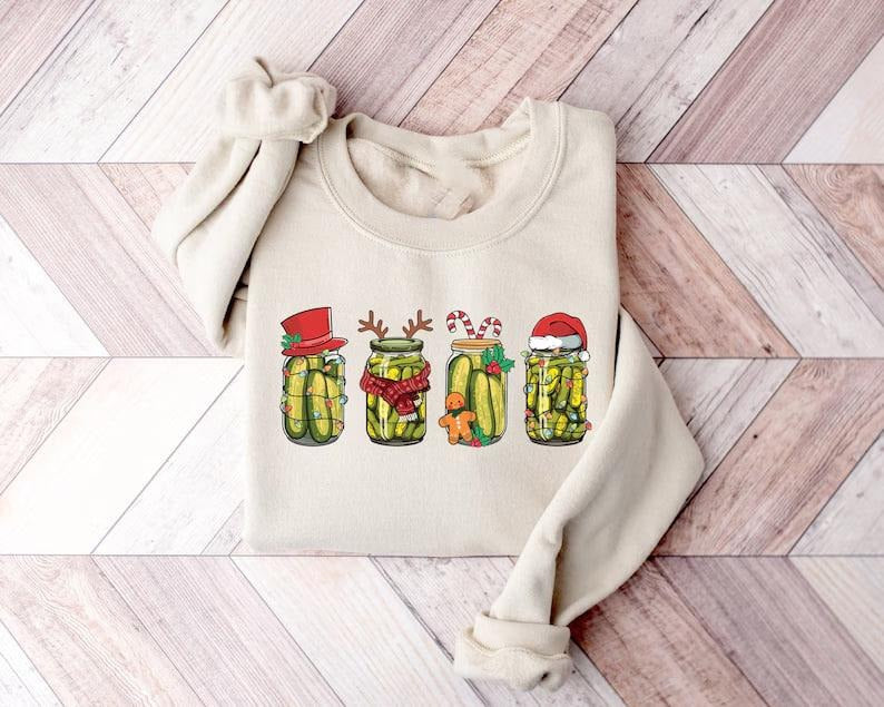 Christmas Pickle Sweatshirt, Funny Christmas Pickle Shirt, Retro Canned Pickles Shirt, Pickle Lover Shirt, Christmas...