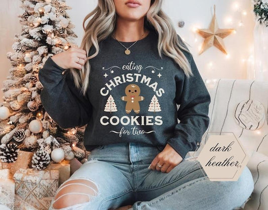 Christmas Pregnancy Announcement Sweatshirt Mother To Be Gift Christmas Pregnant Shirt Expecting Sweatshirt Eating Xmas...