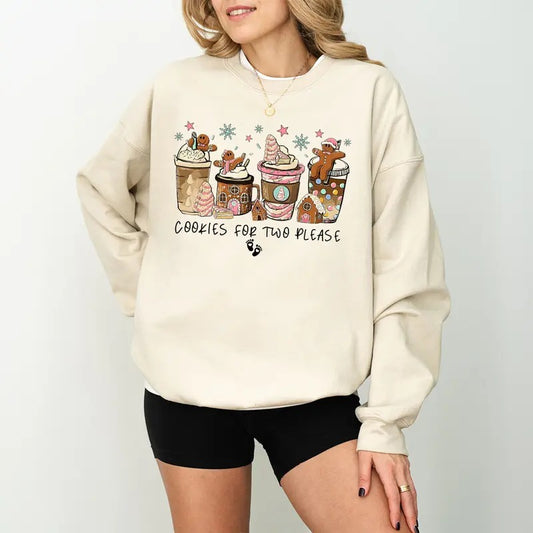 Christmas Pregnancy Announcement Sweatshirt, Cookies For Two Please, Christmas Pregnancy Shirt, Maternity Christmas Hoodie
