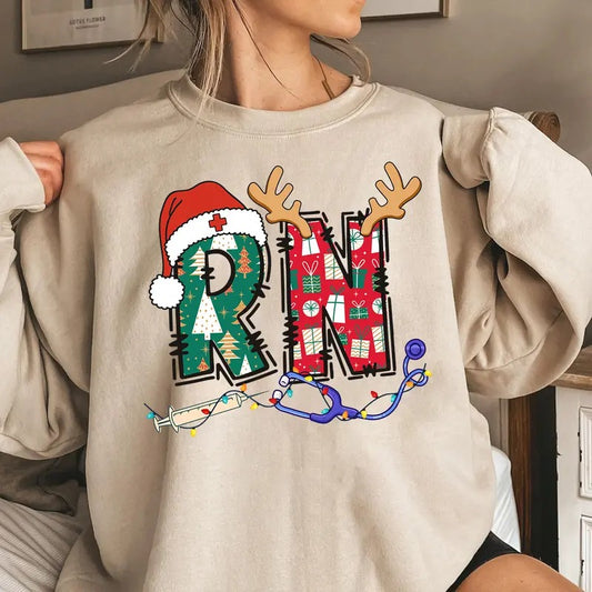 Christmas RN Sweatshirt, Registered Nurse Sweatshirt, Christmas Gift for Nurse, Christmas Nursing Sweatshirt, Nursing...