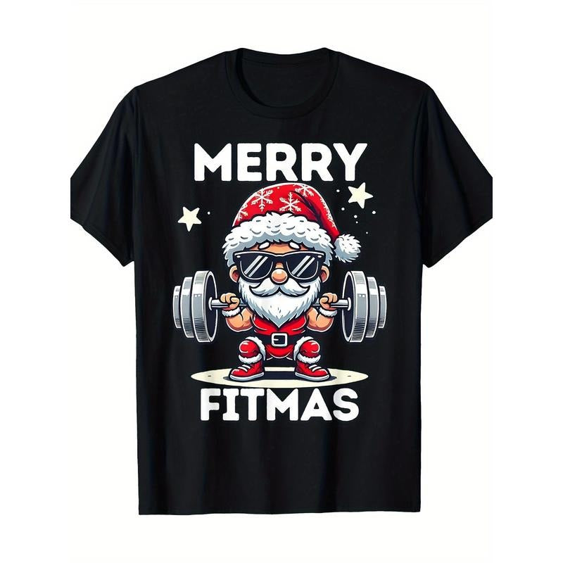 Christmas Santa Xmas Fitness Ugly Christmas Merry Fitmas T-Shirt - 220g made in usa Hoodie, Sweatshirt | WearSparks.com