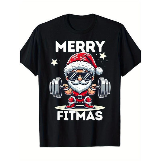 Christmas Santa Xmas Fitness Ugly Christmas Merry Fitmas T-Shirt - 220g made in usa Hoodie, Sweatshirt | WearSparks.com