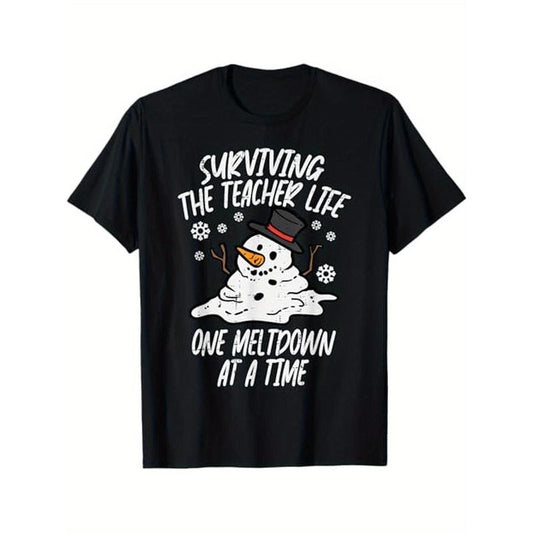 Christmas Surviving Teacher Life Meltdown Xmas Women Men T-Shirt, 100% Cotton, Gift for Men Women Dad Mom Friends,...