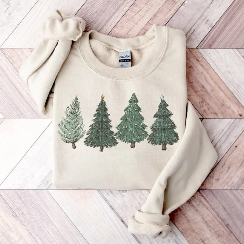 Christmas Sweatshirt Womens Christmas Sweater Christmas Crewneck Pullover Christmas Tree Holiday Sweaters Winter Matching...