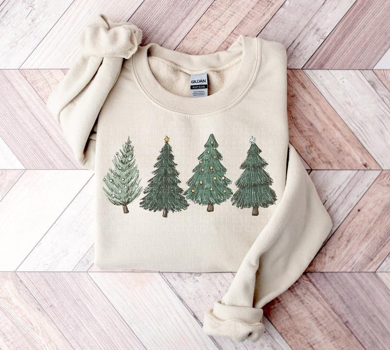 Christmas Sweatshirt Womens Christmas Sweater Christmas Crewneck Pullover Christmas Tree Holiday Sweaters T-Shirts, Hoodie