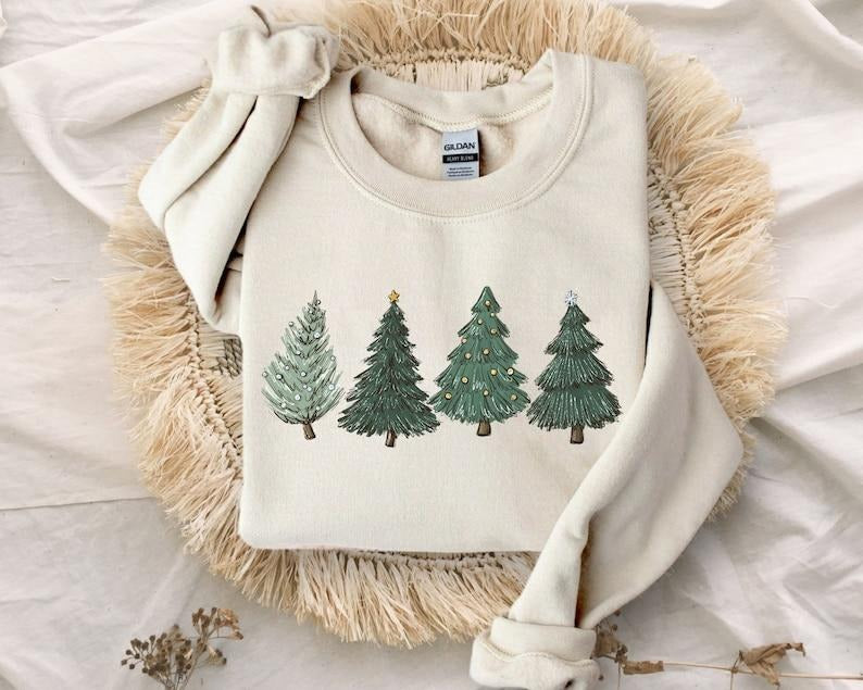 Christmas Sweatshirt,Womens Christmas Sweater,Christmas Crewneck Pullover Christmas Tree Holiday Sweaters Winter Hoodie...
