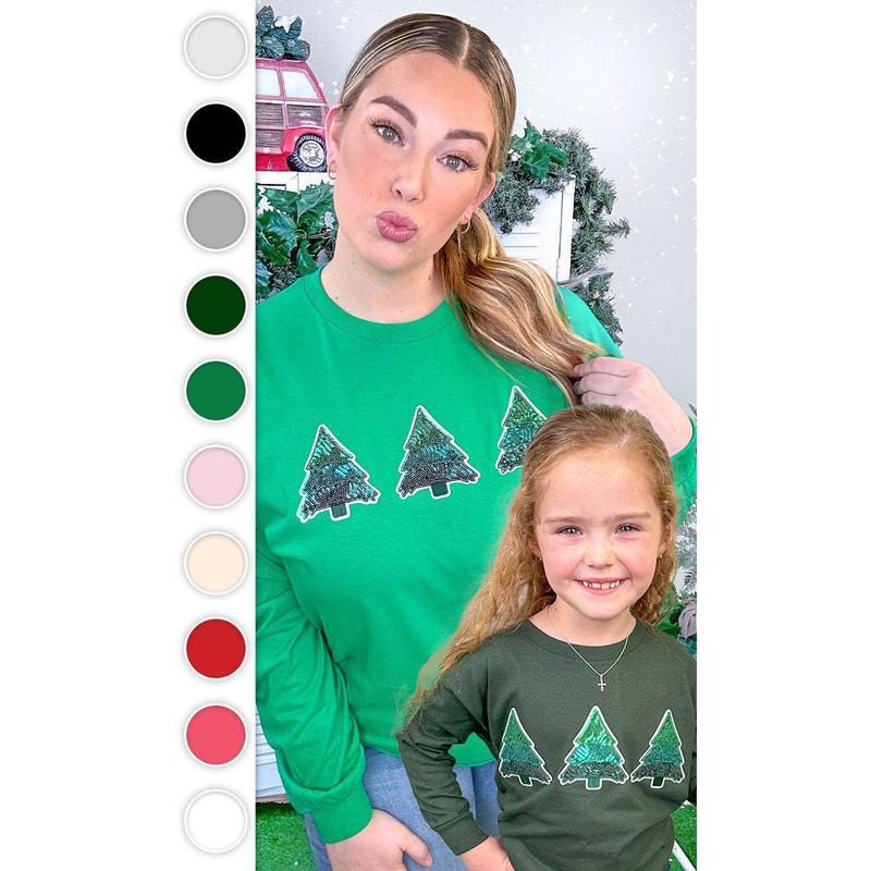 Christmas Tree Sparkle Sequin Graphic Long Sleeve T-Shirt Hoodie, Sweatshirt | WearSparks.com