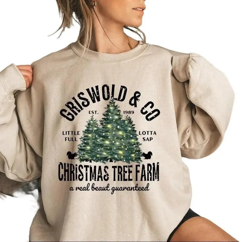 Christmas Tree Sweatshirt Griswold's Tree Farm Since 1989 Crewneck Xmas Family Gift Holiday Spirit Shirt Cotton Polyester...