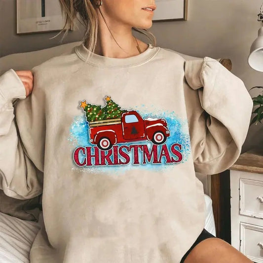Christmas Tree Truck Sweatshirt, Main Street Tree Farm Sweatshirt, Vacation Christmas, Christmas Truck, Sweatshirt, ...