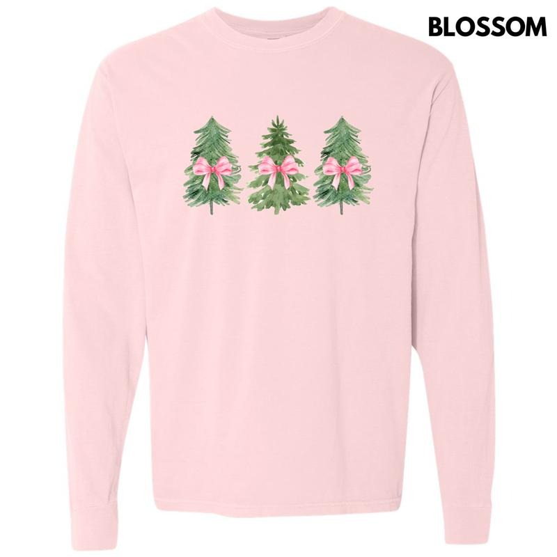 Christmas Trio Trees Long Sleeve Comfort Colors T-Shirt 'NLB' Hoodie, Sweatshirt | WearSparks.com