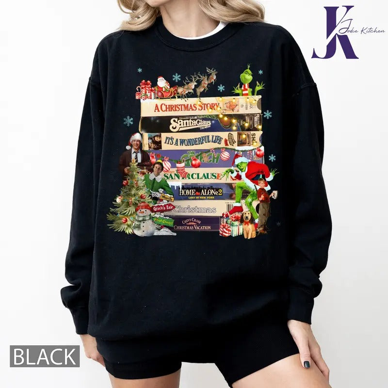 Christmas VHS Sweatshirt, Christmas Movie Shirt, Character Movie Christmas Sweater, 90s Movie Christmas, Xmas Tee Hoodie