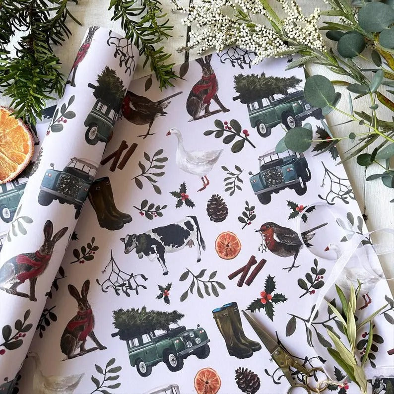 Christmas in the Countryside Wrapping Paper T-Shirts, Hoodie, Sweatshirt | WearSparks.com