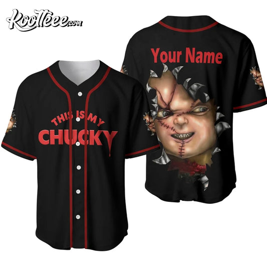 Chucky With Knife Horror Movie Killer Custom Baseball Jersey