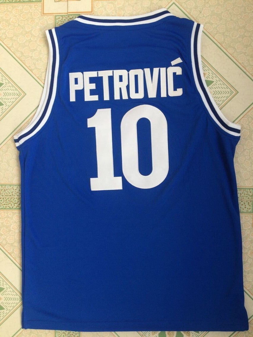 Cibona #10 Drazen Petrovic BC Cibona10 # Blue Jersey Style 2