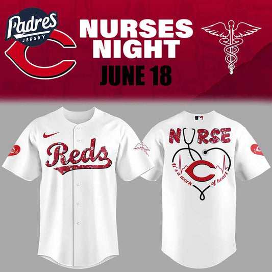 Cincinnati Reds Baseball White Jersey Outfit For Nurses Night 2025 - Padres Jersey Oasis: Elevate Your Baseball Style...