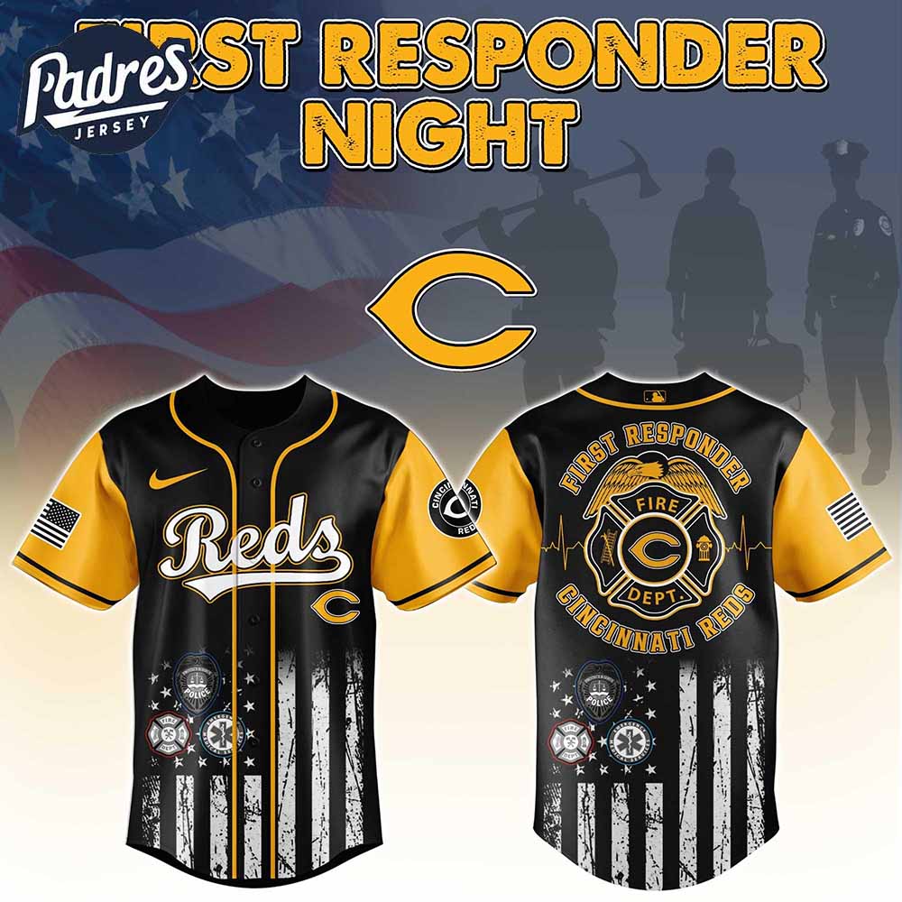 Cincinnati Reds MLB x First Responders Baseball Jersey - Padres Jersey Oasis: Elevate Your Baseball Style Game... (Image 1)