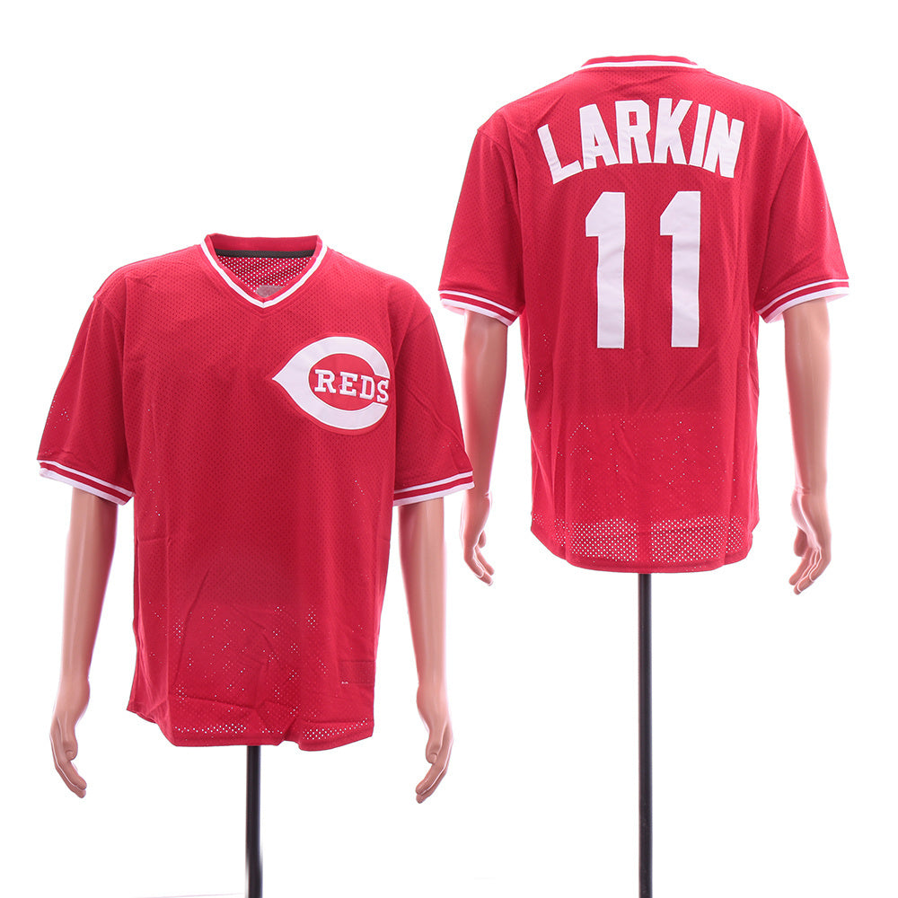 Cincinnati Reds #11 Barry Larkin Reds 11 Red BP Retro Style 1