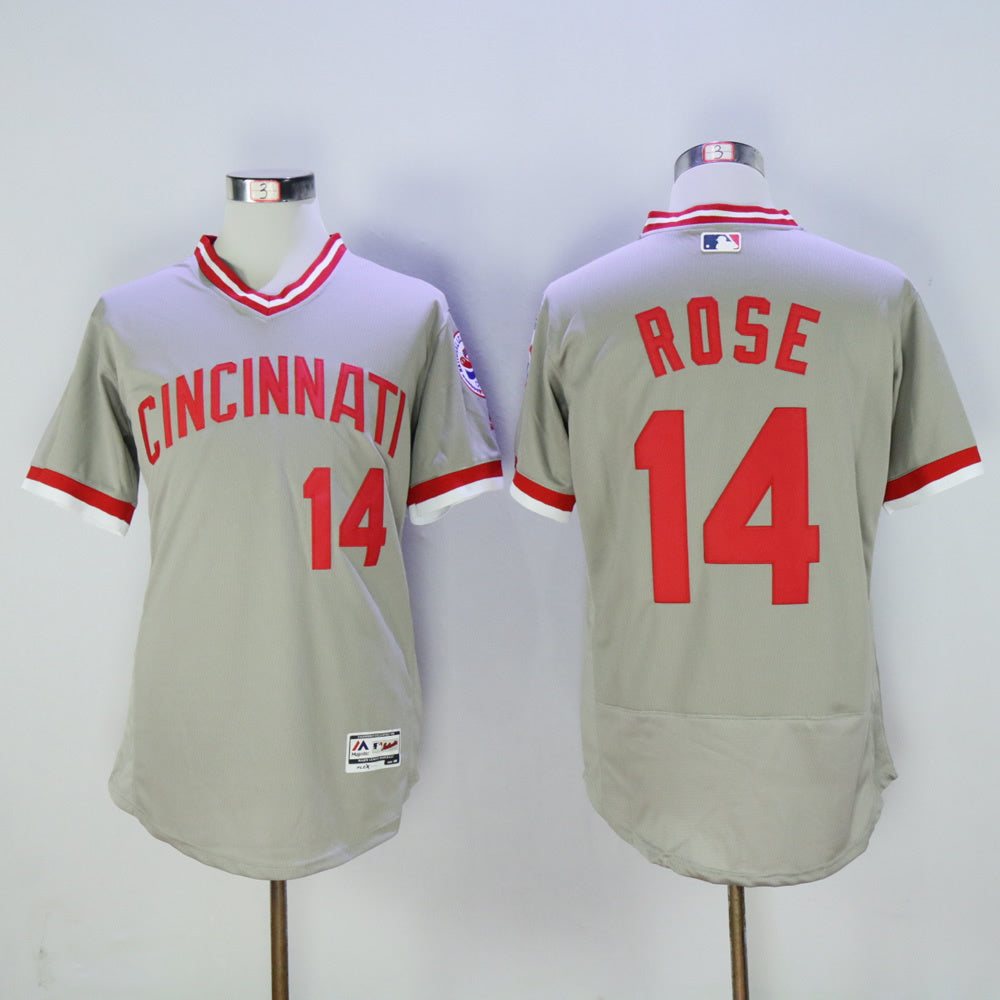 Cincinnati Reds #14 Pete Rose Reds 14 Gray 1976 Retro Pullover 2016 Player Version