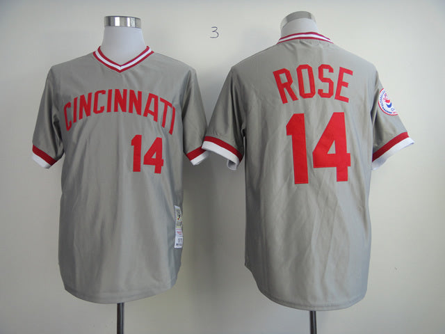 Cincinnati Reds #14 Pete Rose Reds 14# Gray Retro 1976