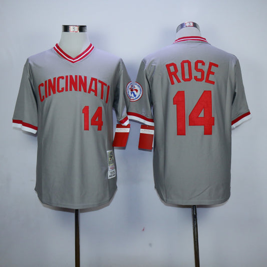 Cincinnati Reds #14 Pete Rose Reds 14# Gray Retro 1976 1