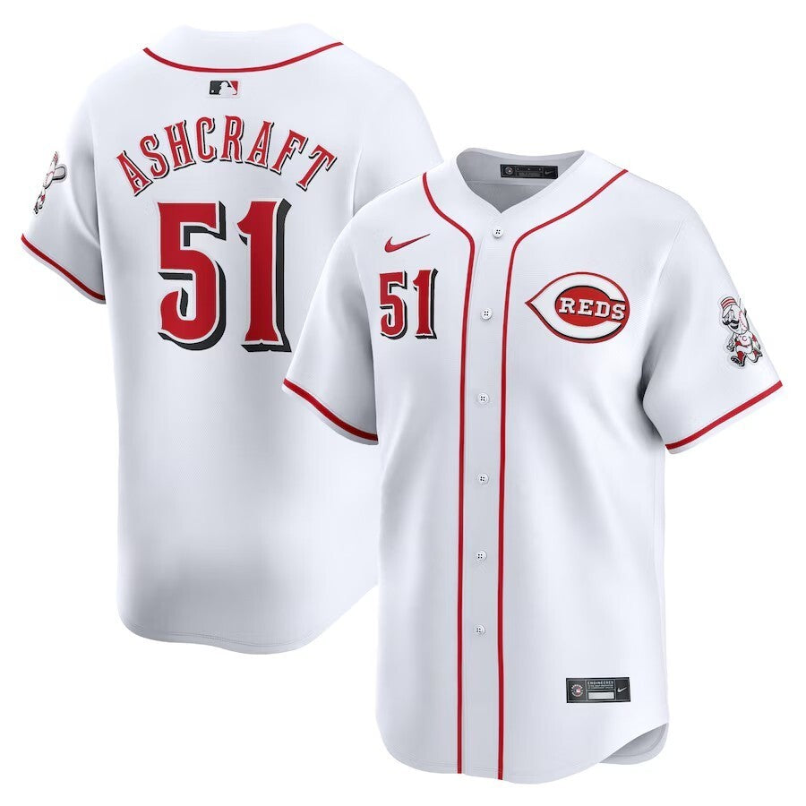 Cincinnati Reds #51 Graham Ashcraft Home Limited Player Jersey - White