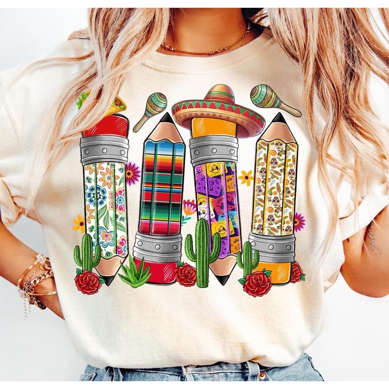 Cinco De Mayo Teacher Tshirt Sweatshirt, Teacher Pencil, Funny Fiesta Teacher Shirt, Fiesta Classroom, Unisex Sweater...